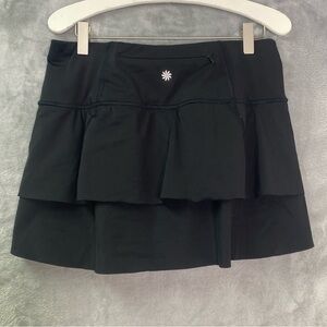 Athleta Momentum Ruffle Skort Black Pull on Tiered Athlete Sporty Sz S